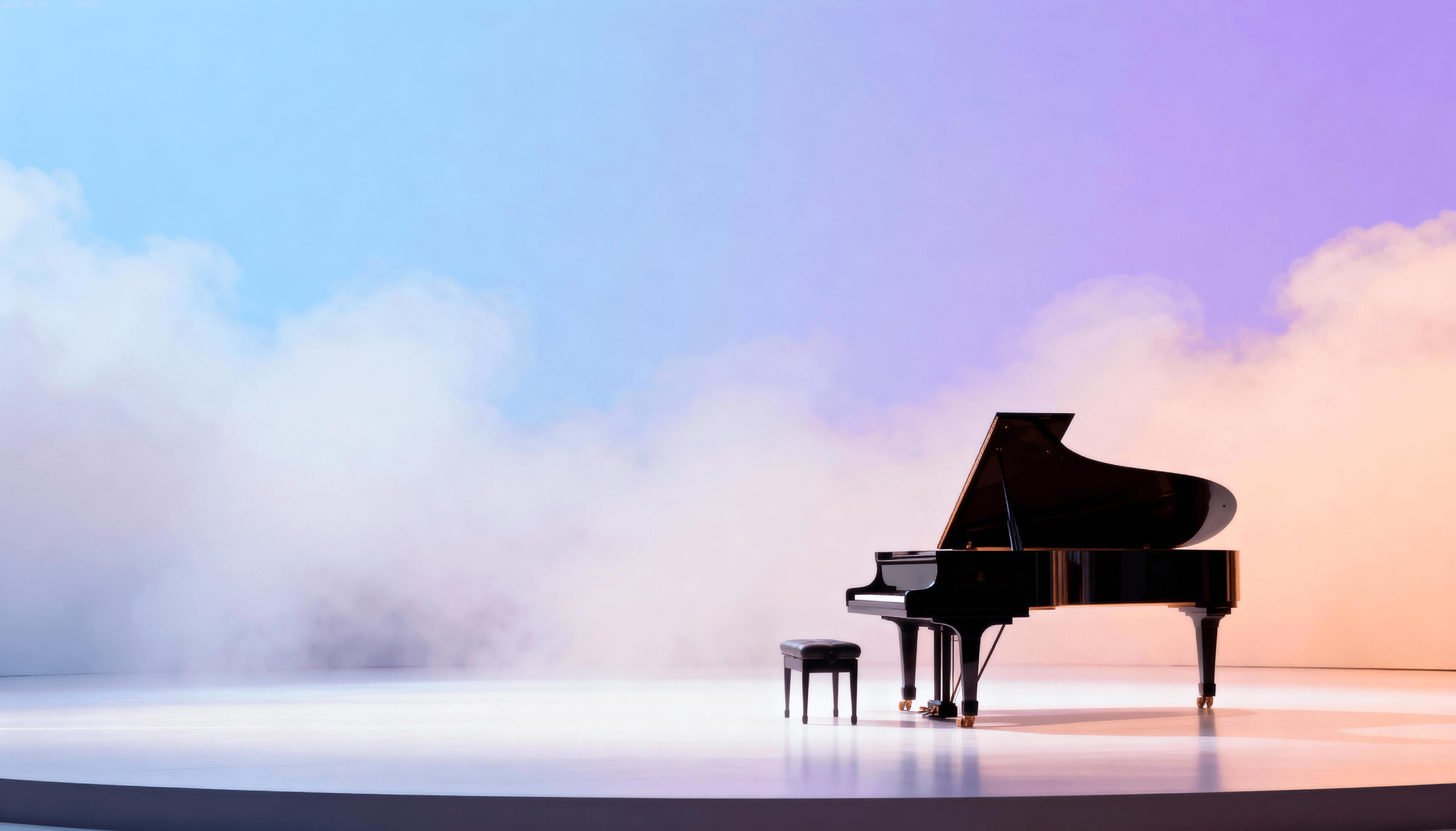 Elegant grand piano on stage